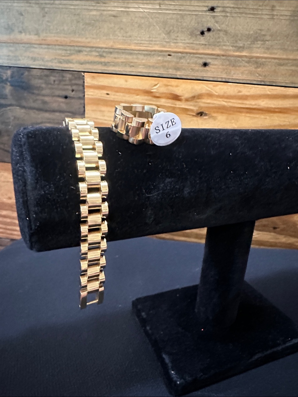 Plunder gold link bracelet and ring set